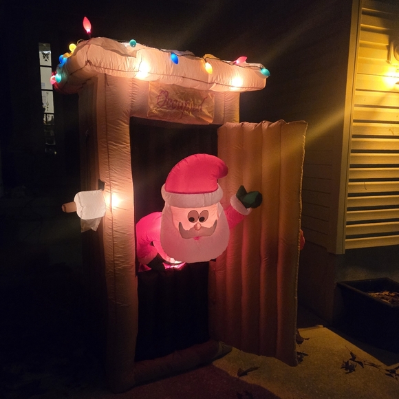 Airblown Santa Pooping Outhouse Christmas Inflatable 6ft Animated LED Light - Picture 4 of 14